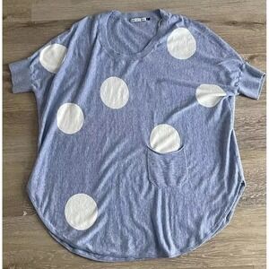 Women's Linen Blend Dolman Top Short Sleeve Baby Blue Arm Cuff Size XL